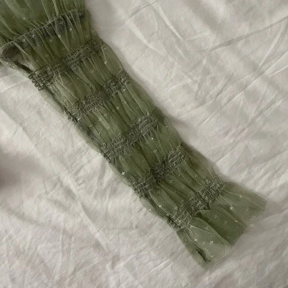 NWT Free People dusty rose & Sage green lace top - Picture 9 of 9